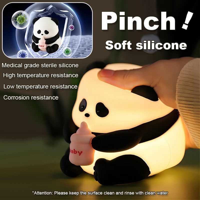 Eye Protection Panda Night Light LED Charging Cute Silicone Light Bedlight Dimming Sleep Light Childrens Birthday Gift W240816