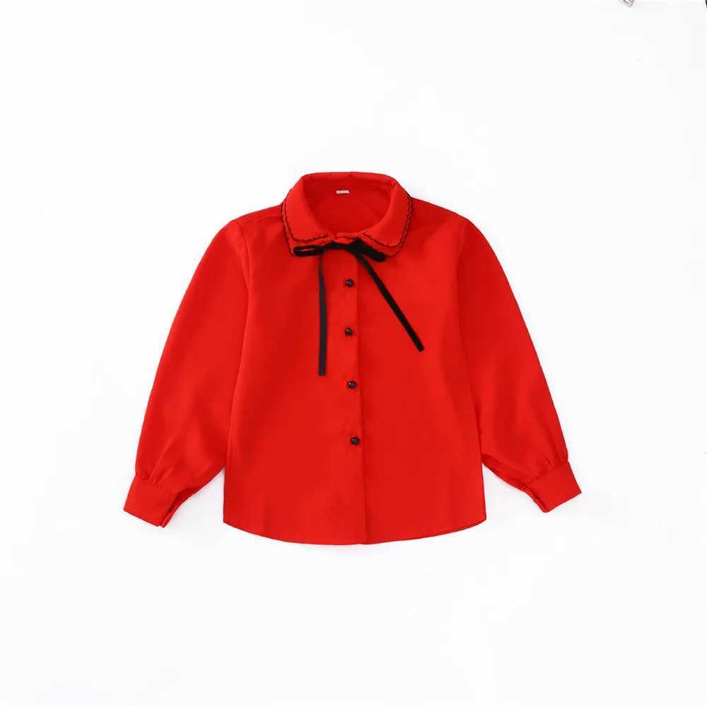 Children Blouses for Girls Chiffon Shirts Baby Tops Teenage Girls Long Sleeve School Uniform Shirts 9 12 14 Years Kids Blouses Y240906