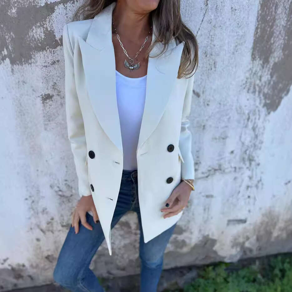 Autumn new solid color fashionable long sleeved suit jacket for women