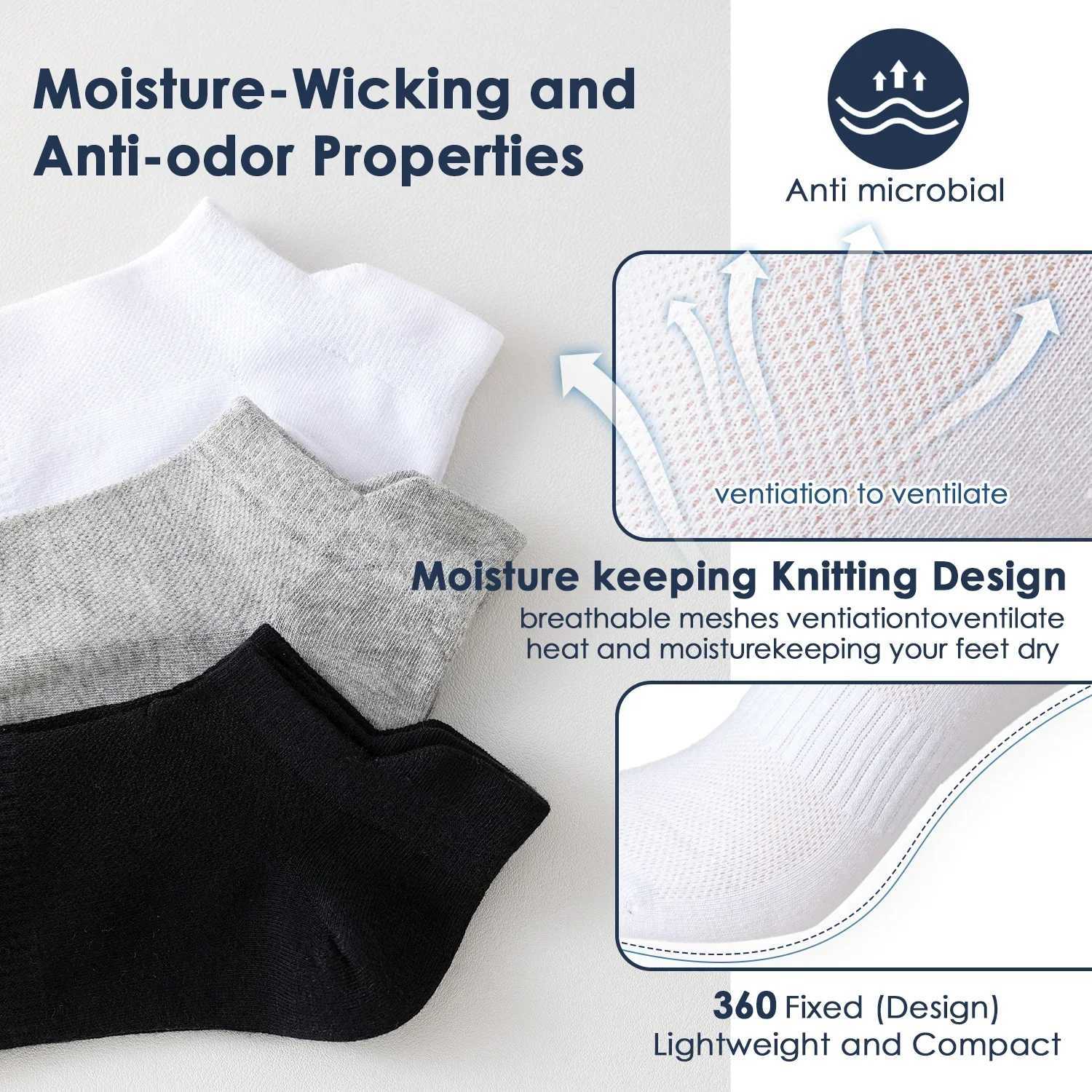 6 pairs of womens mens socks student couple cotton new plus size sports ear mesh spot running solid color boat ankle socks W240905