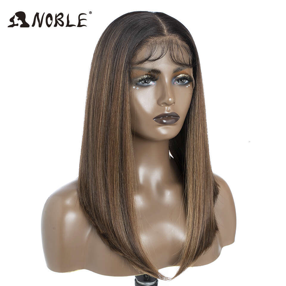 Noble Lace Front 13X7 Straight Baby Hair Synthetic Blonde Ombre Bob For Women Cosplay Wig