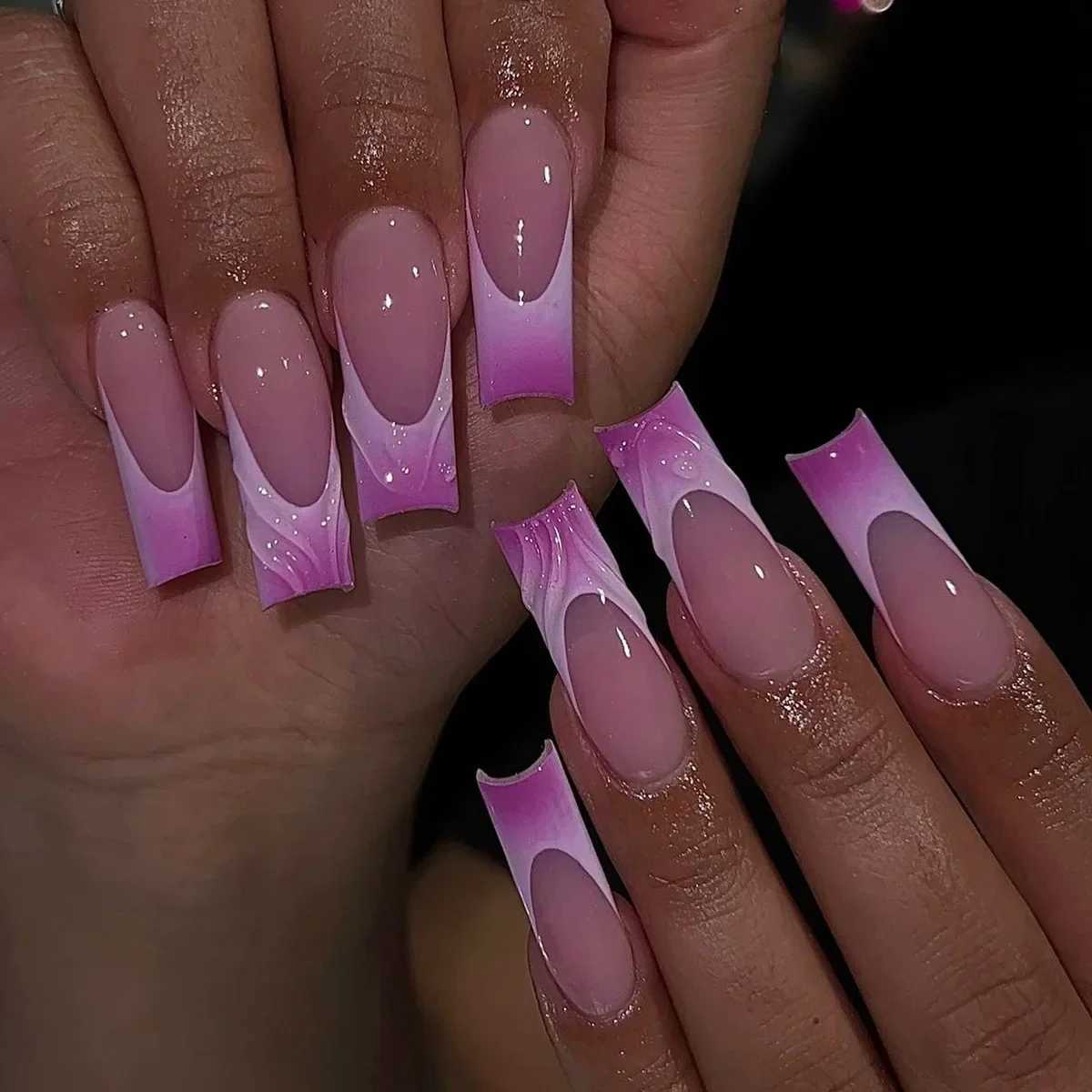 24 pieces of artificial fake nails with adhesive fake nail tips heart-shaped design detachable press nails W240905