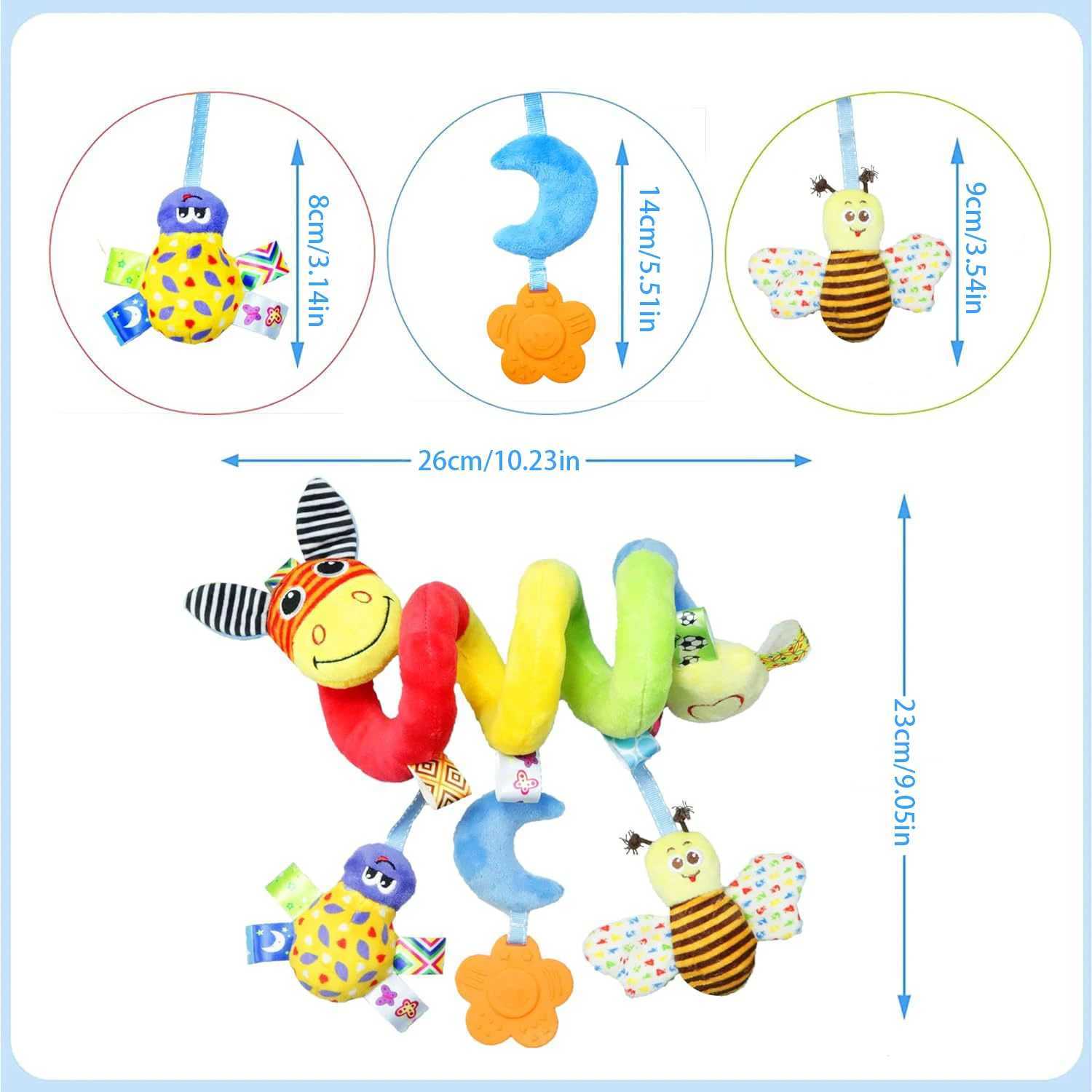 Baby crib hanging basket with bell early education puzzle bed scroll toy 0-year-old baby stroller pendant bee W240815
