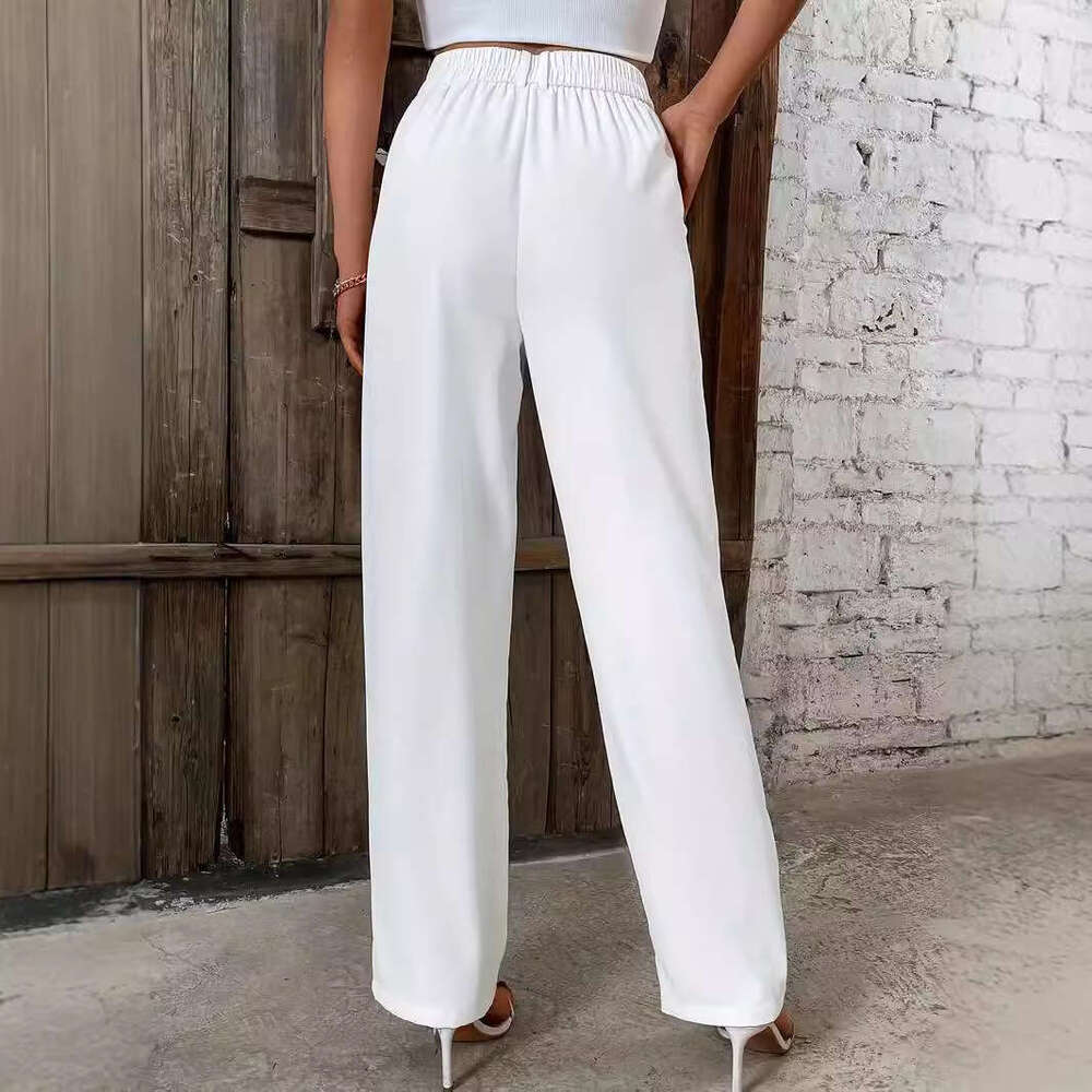 2024 Women's Fashion New High Waist Wide Straight Leg Casual Pants
