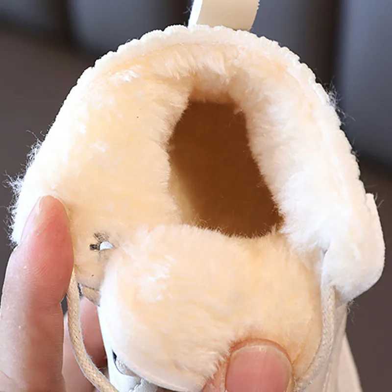 New Winter Children Snow Boots Leather Warm Flush Toddler Girls Shoes Soft Sole Non-slip Fashion Toddler Boys Boots EU21-30 M240906