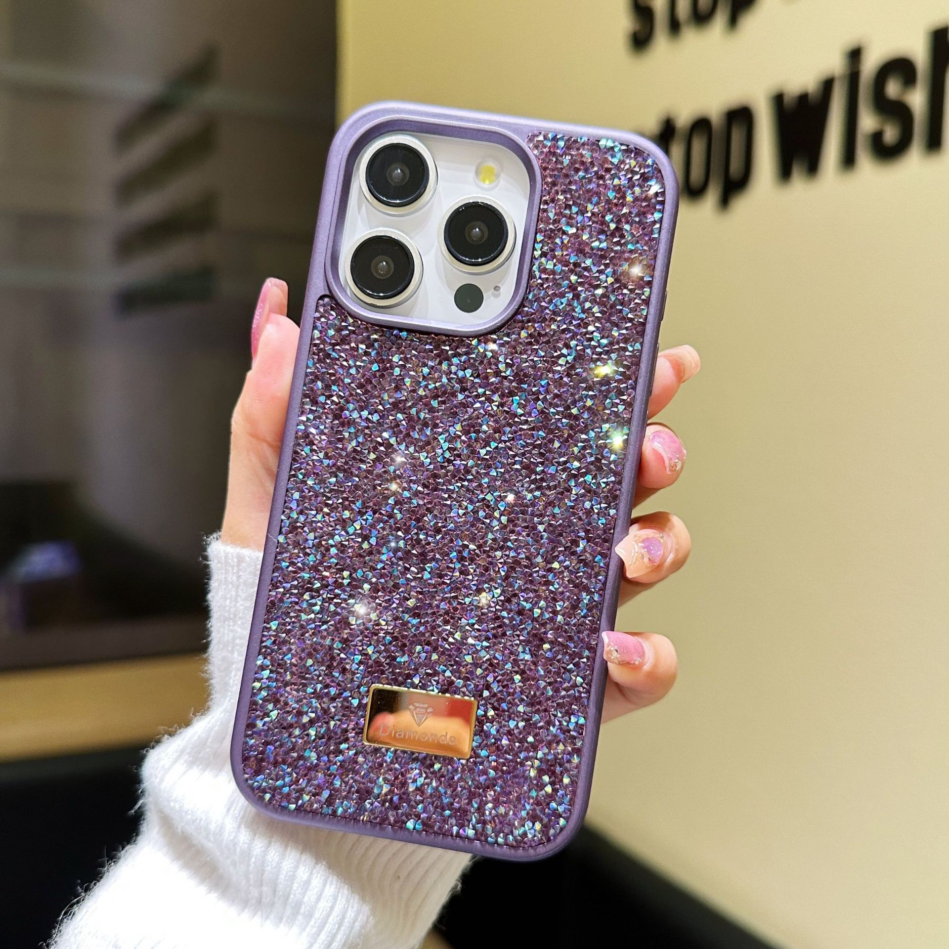 Luxury Fashion INS Dazzling Full Covered Zircon Macaroon Color Bling Glitter Diamond Case For iPhone 17 Air 16e 16 15 14 13 12 11 Pro Max Samsung S22 