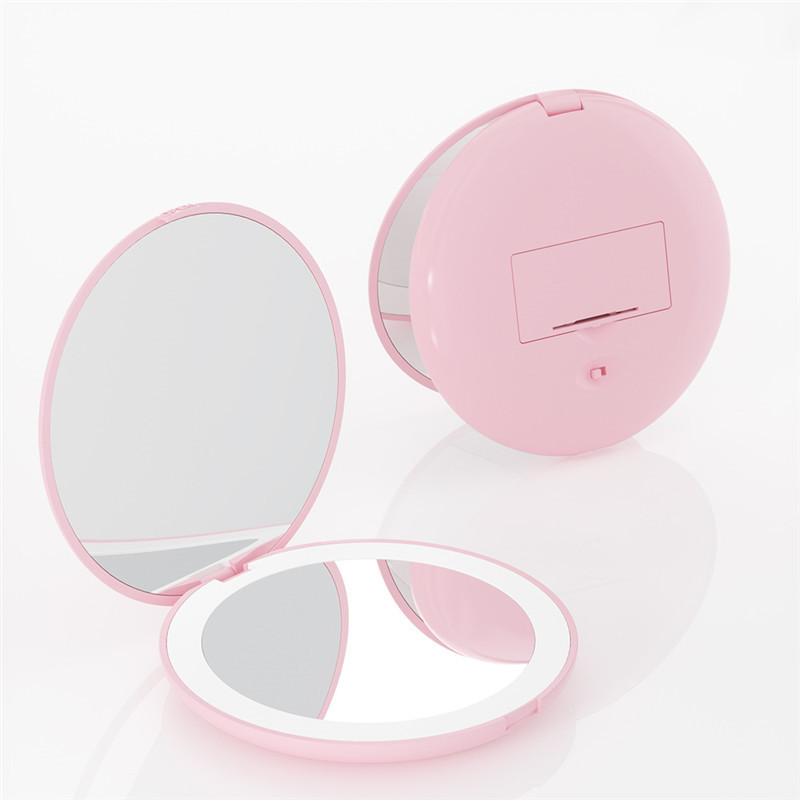 Compact Mirror With Light, 1x/10x Magnification Travel Makeup Mirror, Handheld 2-sided Mirror, Compact Mirror For Purses Espejo Compacto Con Luz