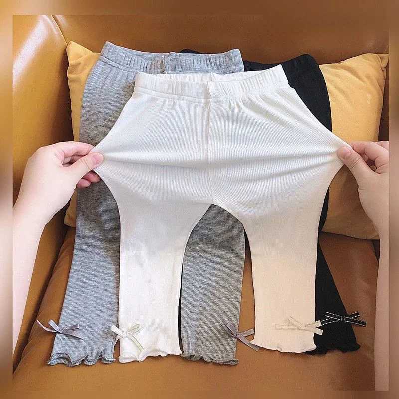 Baby Girl Leggings Outer Wear Spring and Autumn Childrens Pants Korean Solid Style Stretch Simple Trousers Loungewear Outfit Y240906