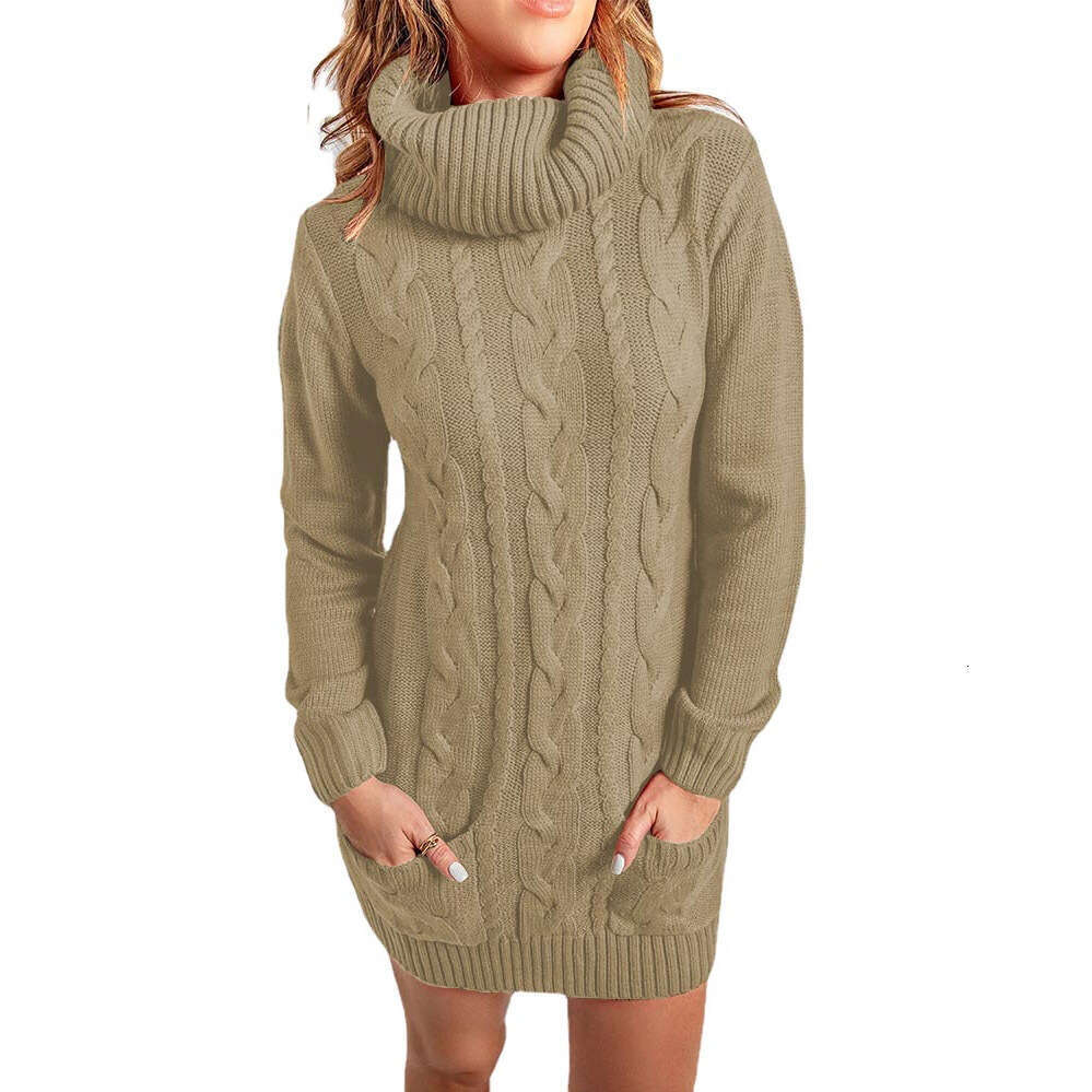 2022 Autumn/Winter New High Round Collar Knitted Dress Sweater