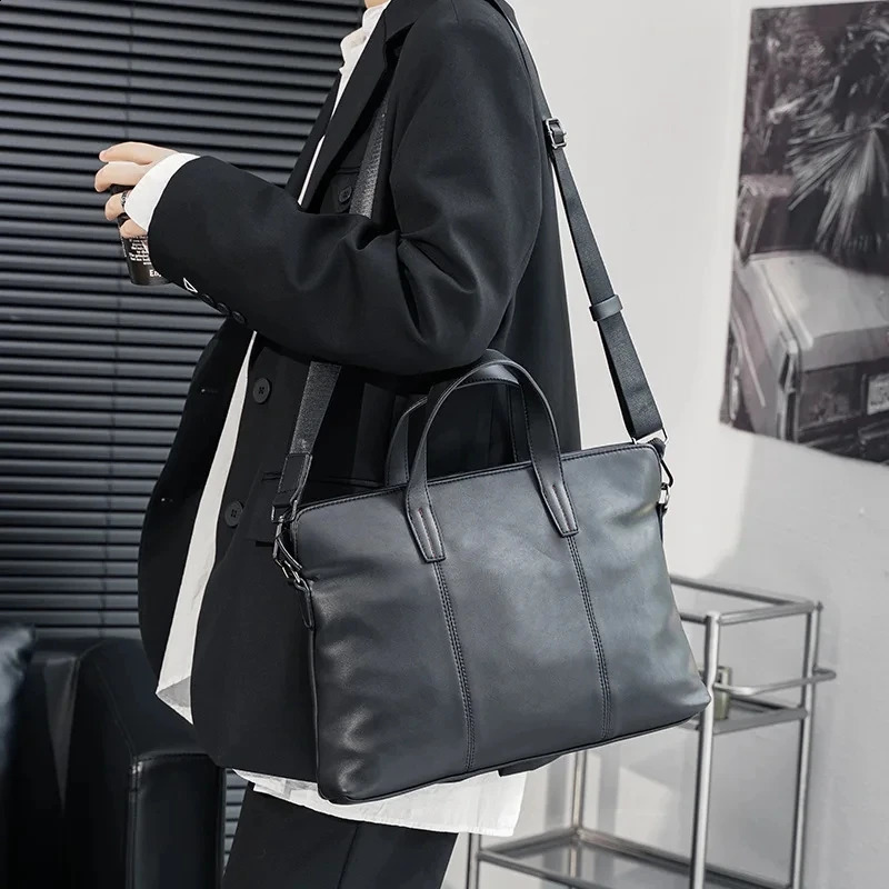Business y mens briefcase shoulder bag crazy horse leather handbag messenger notebook Bolso Hombre 240906