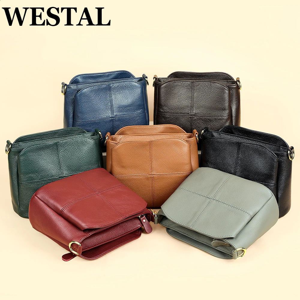 WESTAL Womens Genuine Leather Shoulder Bag Mini Handbag Fashion Ten Font Mobile Phone Manga Daily Messenger 7363 240906