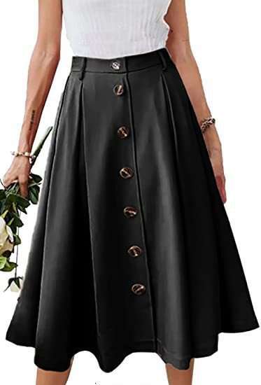2024 Spring/Summer New Women's Button Half Casual Plastic Waist Princess Skirt