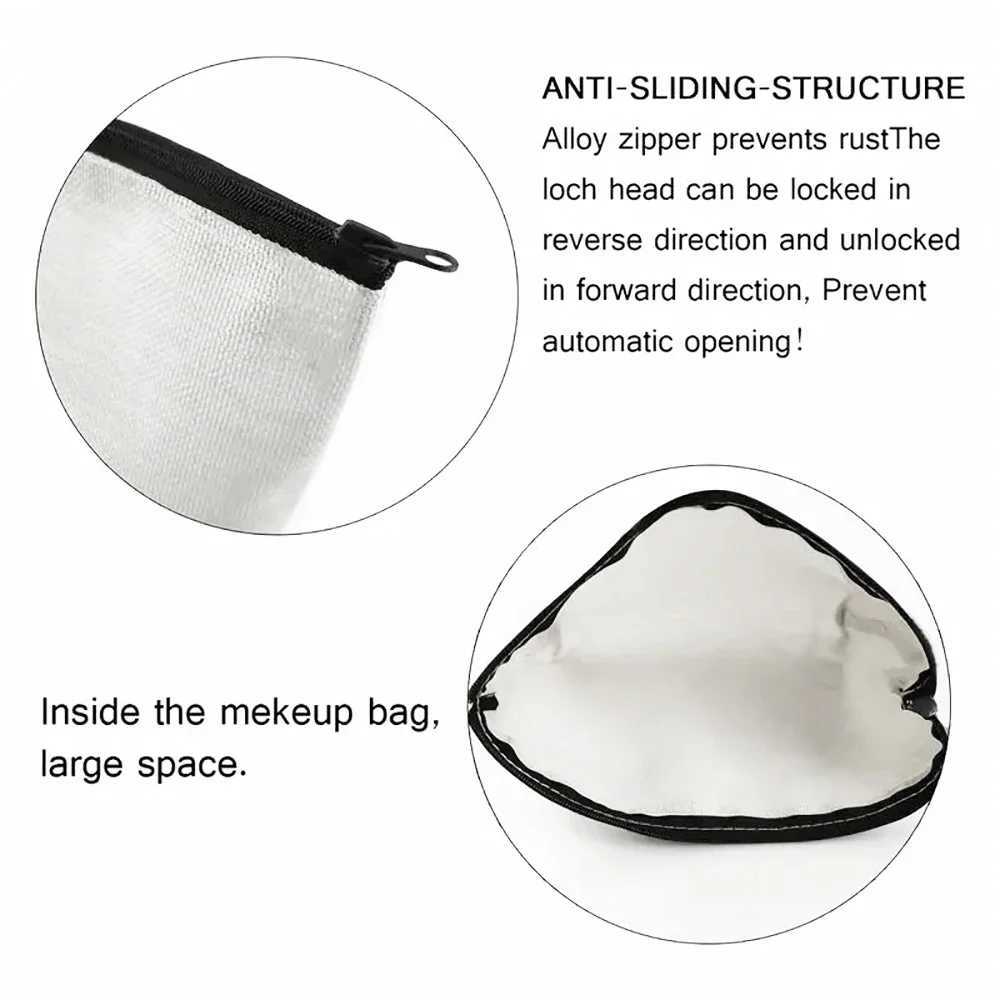 Fashion cartoon cat printed clutch bag portable zipper makeup bag linen fabric travel storage bag W240905