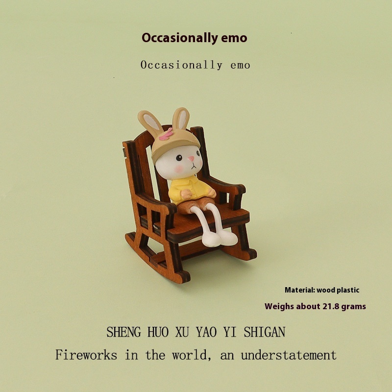Adorable Creatures Mini Rocking Chairs Set - Pets-themed Small Scale Scenic Display Accessory