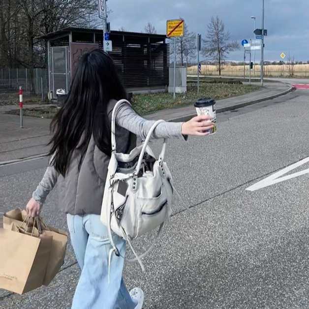 Instagram influencer's casual and versatile washed single shoulder handbag, tote bag, pleated women's bag, new trend 240915 - view 5