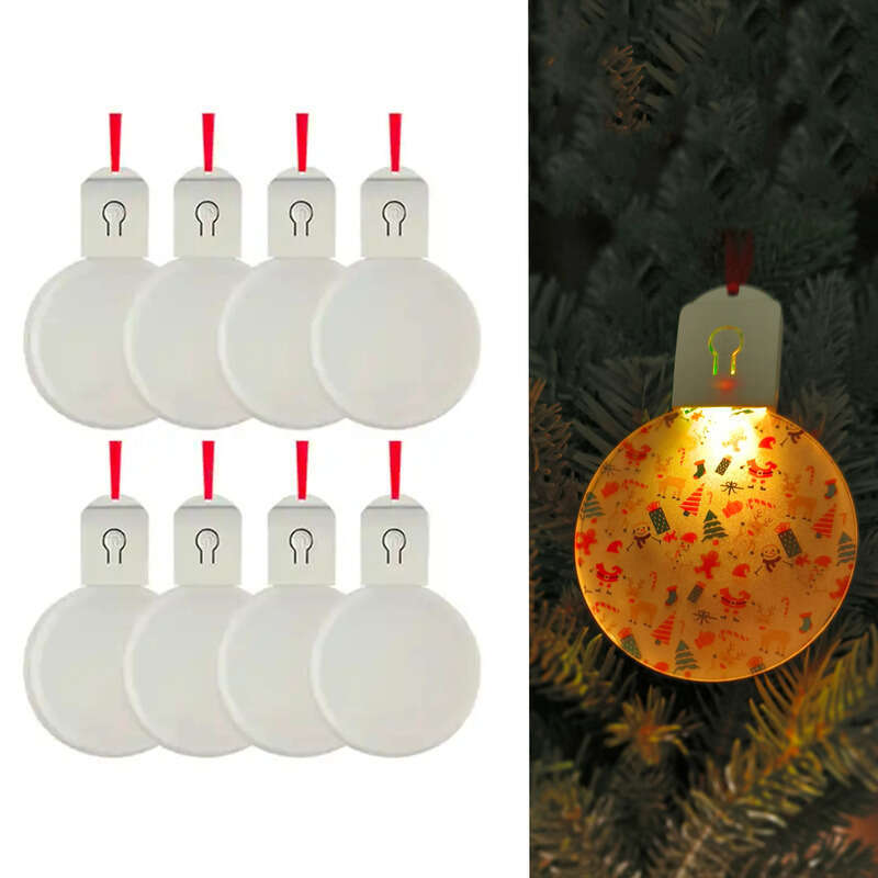 Blan Flashing Colorful LED Lights Sublimation Acrylic Led Pendant Light Christmas Decorative Ornaments Yfa373