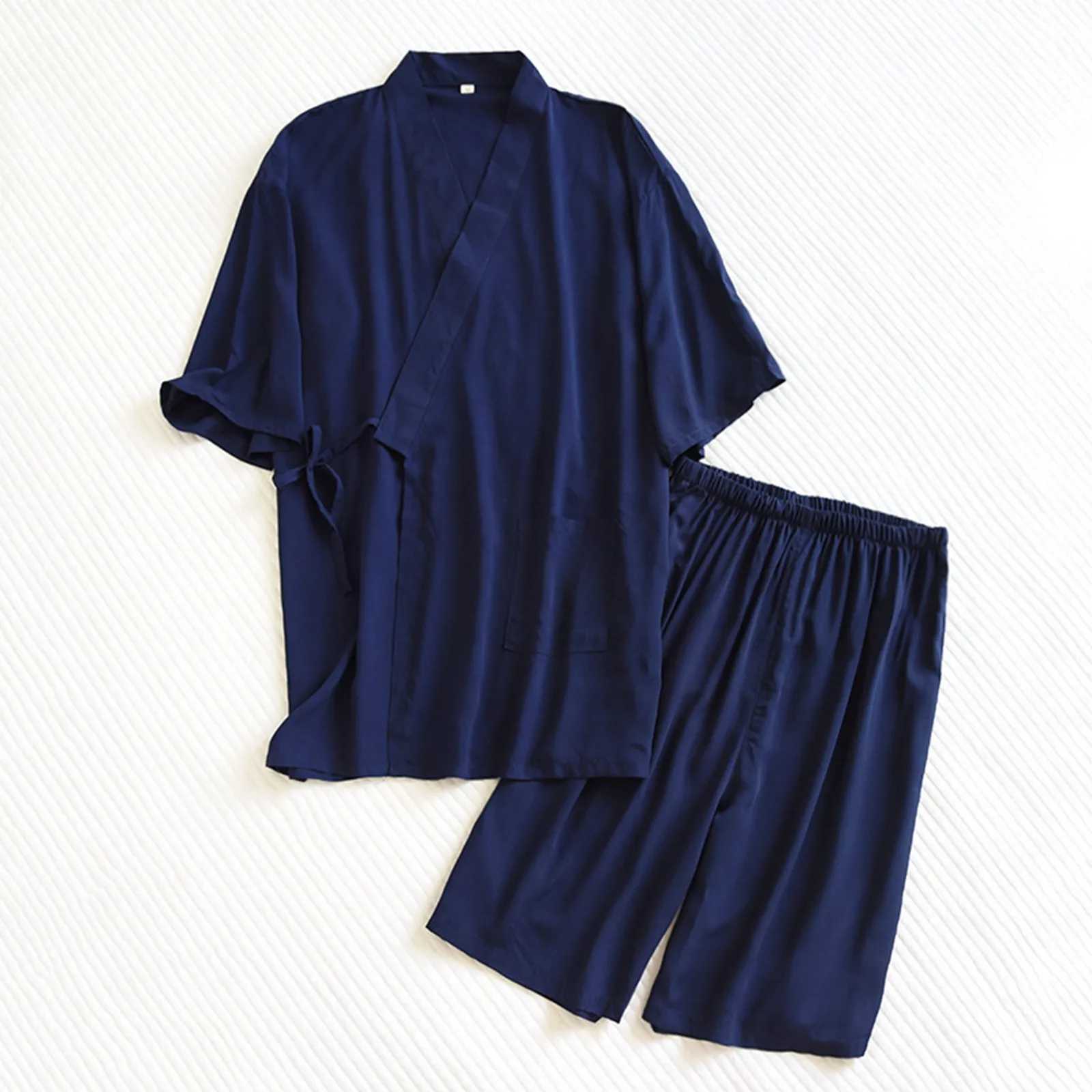 2024 Summer New Japanese Style Couples Thin Cotton Pajamas Kimono Short Sleeve Shorts Plus Size Pajamas Home Wear Light Pajamas Y240906