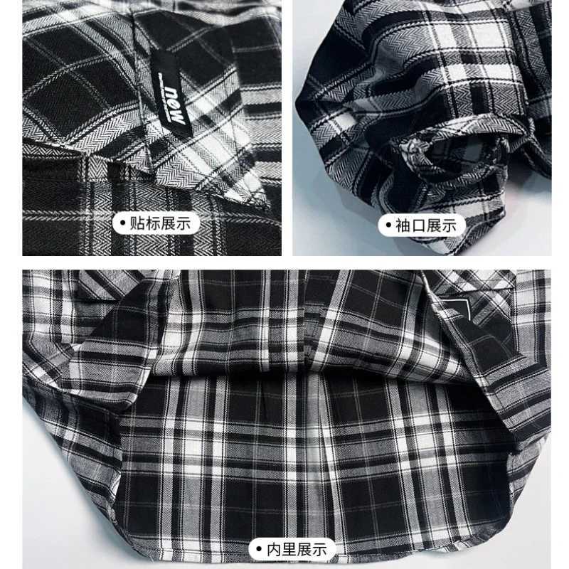 Boys Blouses Teenagers Outerwear Grid Printed Shirts 2024 Spring Autumn Kids Fashion Jacket 4 To 10Yrs Childrens Clothing Y240906