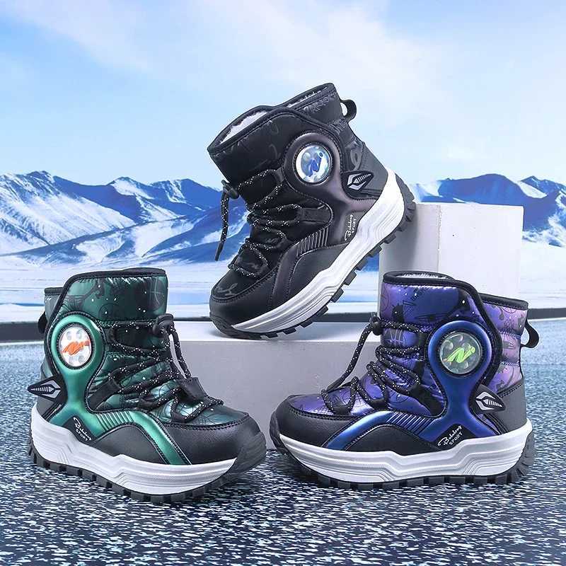 Childrens Snow Boots Thickened Velvet Boys and Girls Outdoor Non-slip Steel Claw Hiking Boot Waterproof Child Casual Warm Boot M240906