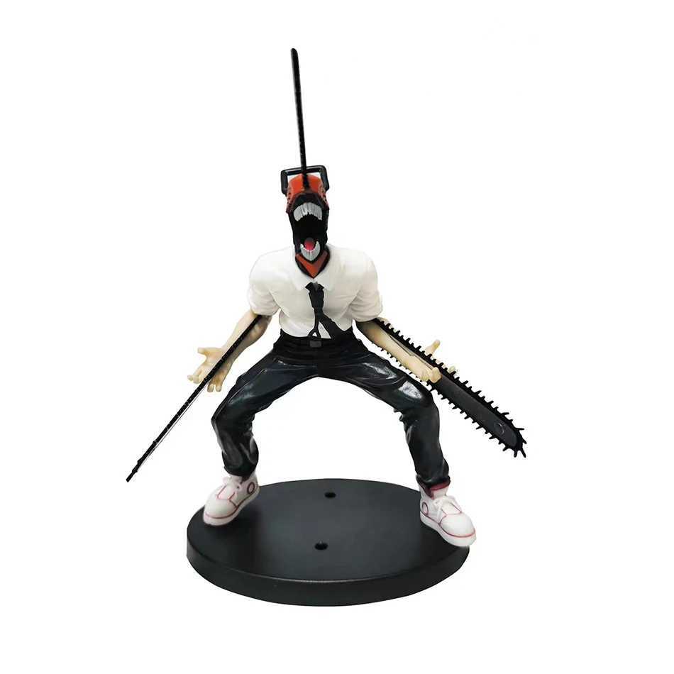 18CM Anime Chain Saw Man Danjitu PVC Chain Saw Helmet Activity Power Makima Model Toy Boy Series Decorative Gift W240905