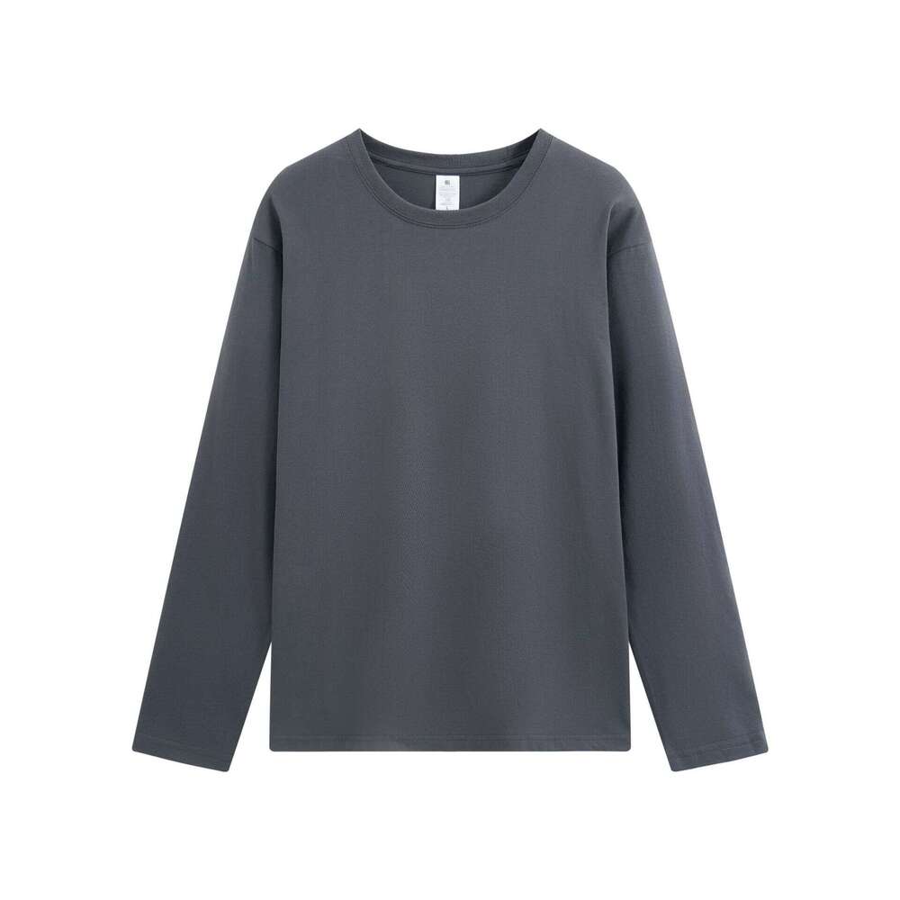 Live streaming mens womens t-shirts spring combed pure cotton solid color top autumn and winter interior matching student long sleeved base shirt