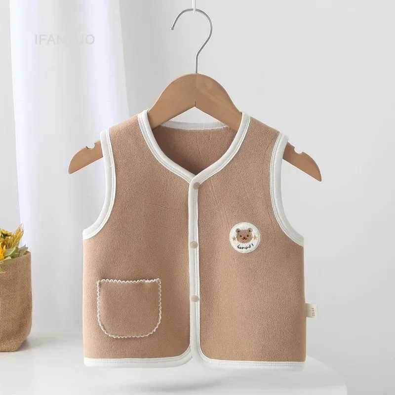 0-3 Years Old Baby Vest Spring and Autumn Newborn Baby Outerwear Velvet Waistcoats Four Season Jacket Childrens Camisole Y240906