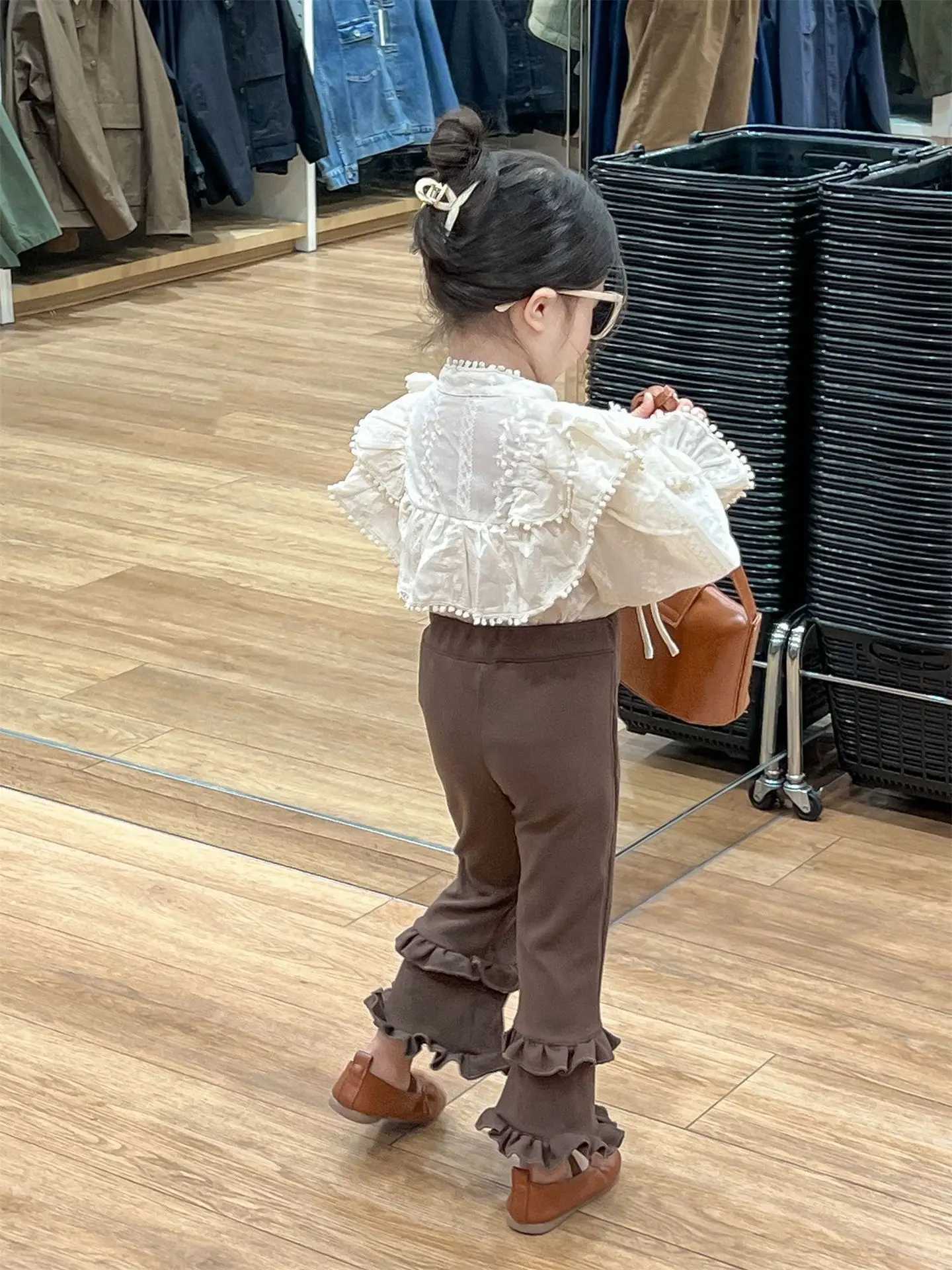 Children Clothing 2024 Spring New Korean Version Children Clothing Girl Western-style Lace Shirt Button Up Shirt Trend Y240906