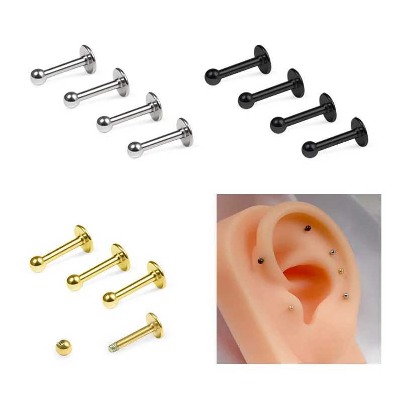 4pcs 2mm front spiral earrings screws ball earrings surgical steel earplugs anti allergic female jewelry 1.2x6x2mm W240803