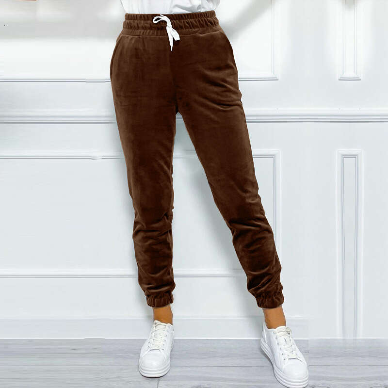 2024 autumn and winter versatile leg binding women's clothing, elastic waist tie, Korean velvet casual pants, sports pants