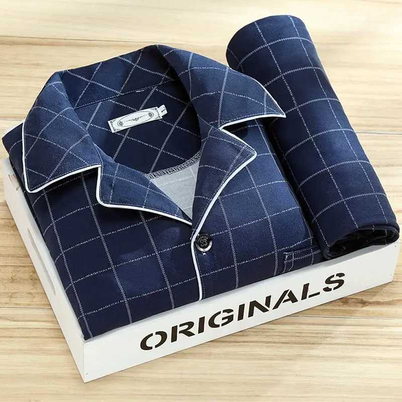 Mens Pajamas Autumn New Long Sleeved Pyjama Two Piece Korean Loose Striped Pijamas Suit Male Casual Sleepwear Sleep Clothes Set Y240906