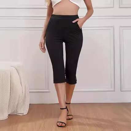 2024 New Underpants Style Fashion Women's Casual Solid Color Seven Part Pants