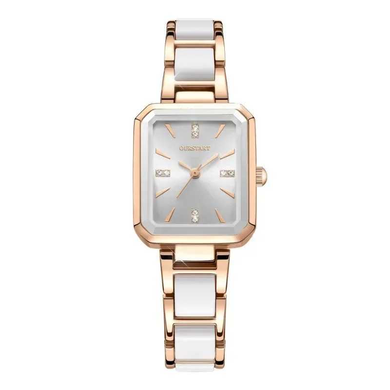 New Ceramic Elegant Womens Watch Luxury Brand Waterproof Square Black Womens Watch Relogio Feminino W240902