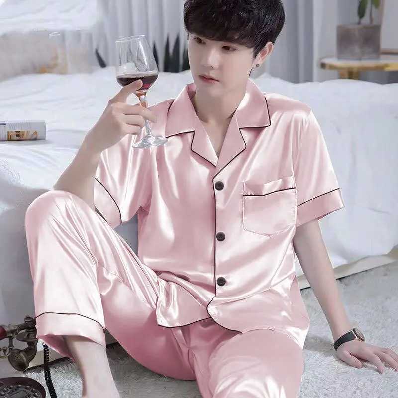 Pyjamas Suits Mens Clothing Summer Ice Silk Korea Thin Home Casual Simple Affordable High Quality Cozy Breathable Skinny Large Y240906