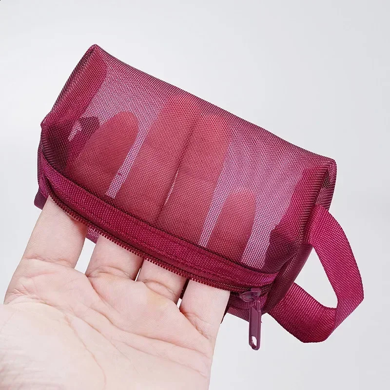 Black Series Retro Three way Square Nylon Mesh Coin Wallet Bag Capacity Key Lipstick Manager Zipper 240906