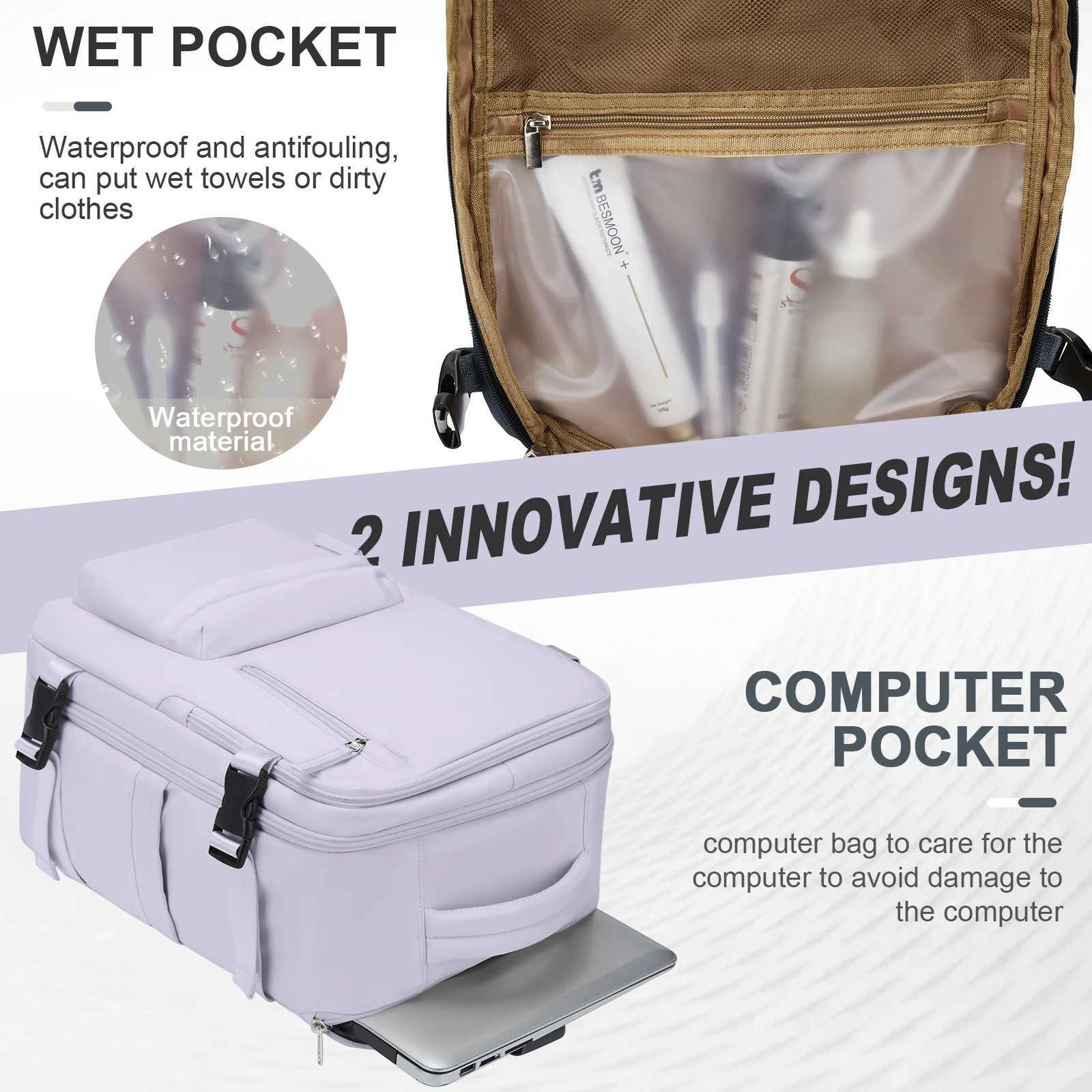 Women s Cabin Travel Backpack Laptop Bag Large Capacity Easyjet Carry Ons 45x36x20 Ryanair 40x20x25 Water Resistant 240906