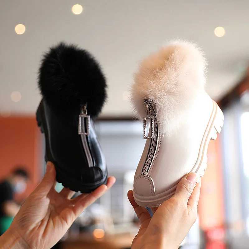 Children Unisex Solid Furry Boots for Boys Girls Korean Style Winter Warm Kids Fashion Snow Boots Low Heel Non-slip Tide Boots M240906