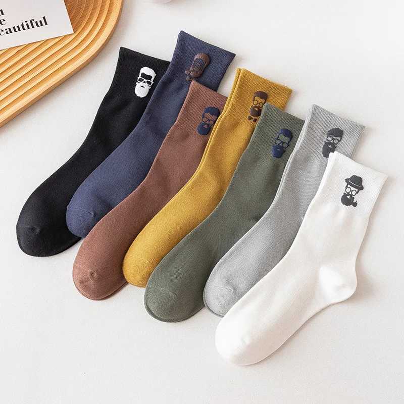 20 Autumn/Winter Solid Color High Waist Mens Socks Cotton Personalized Transformation Funny Mens Socks W240905