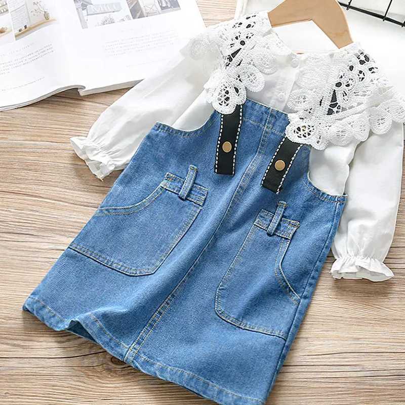 Blouses New Spring Toddler Kids Girls White Shirt Long Sleeve Cotton Lace Children Girl Tops Blouse Kids Clothes Y240906