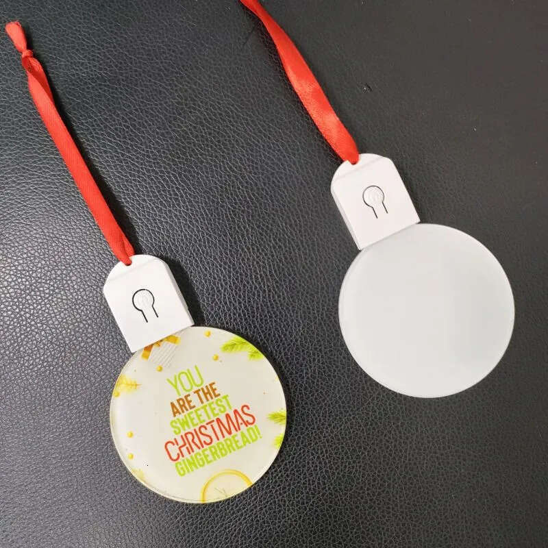 Blan Flashing Colorful LED Lights Sublimation Acrylic Led Pendant Light Christmas Decorative Ornaments Yfa373