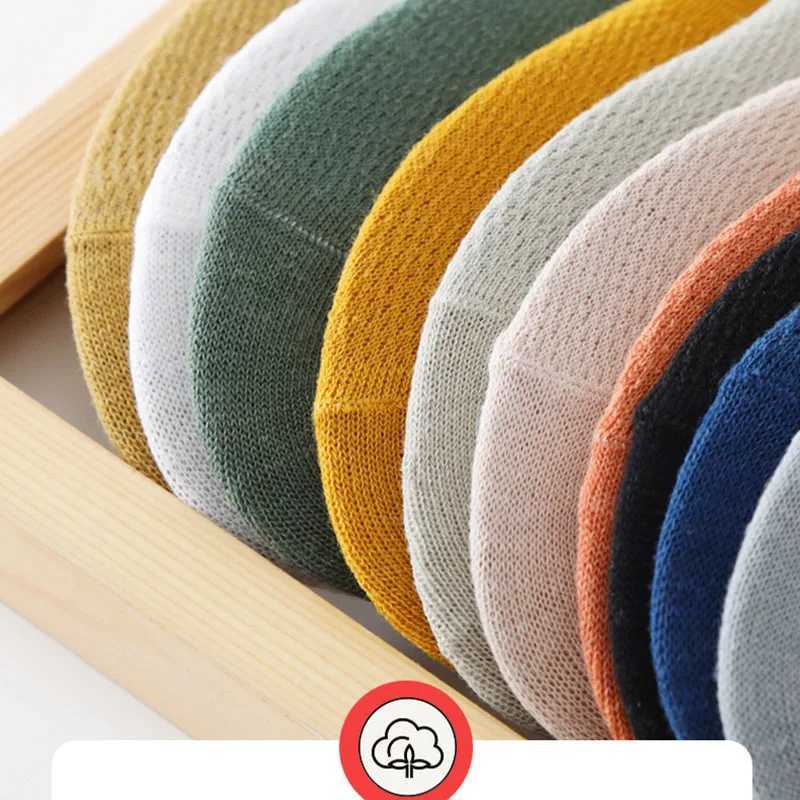 5 pairs/batch of summer mens breathable mesh boat socks solid color thin invisible sweat absorption sports pure cotton Meias EUR38-43 W240905