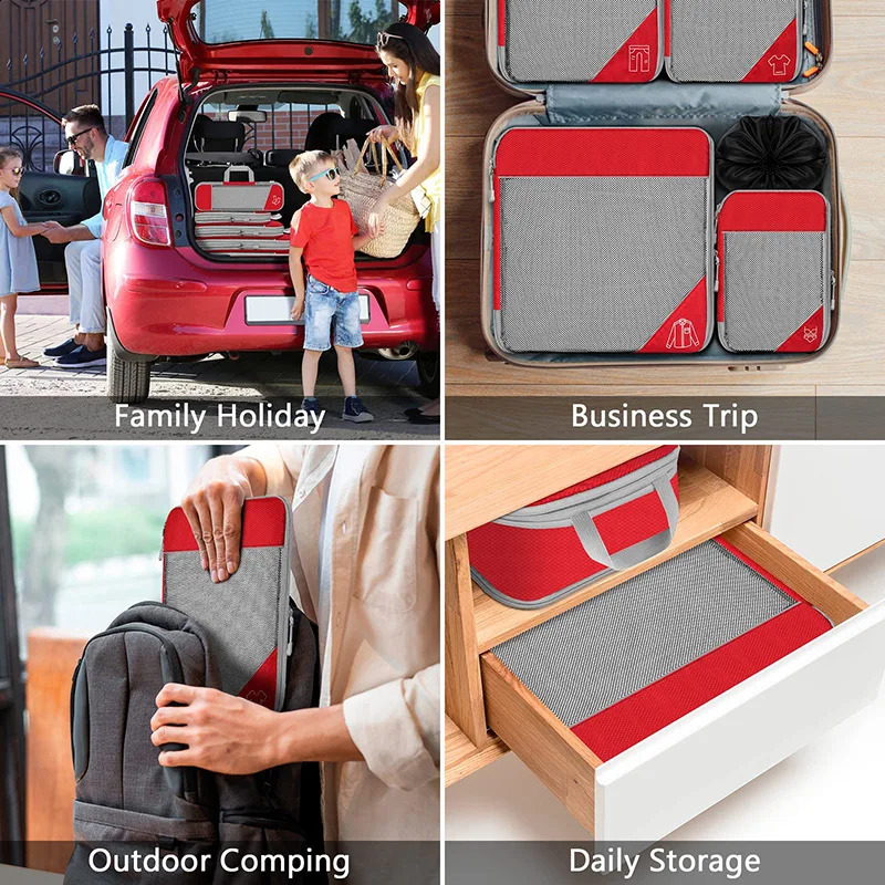 36 compressed cube travel storage organizer set with shoe bag mesh visual luggage portable lightweight suitcase 240906