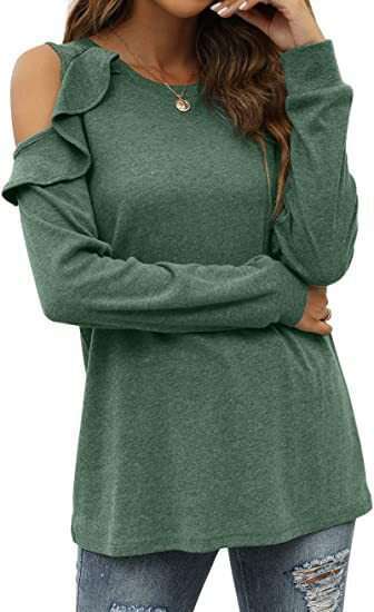 2024 Autumn/Winter New Knitwear Round Neck Off Shoulder Ruffled Loose Casual Top for Women
