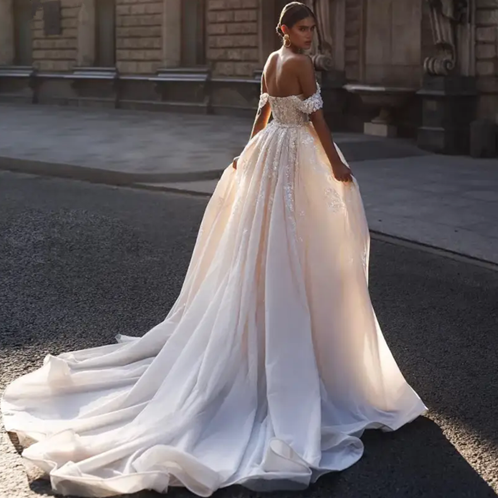 Exquisite Sequined Mermaid Wedding Dresses Deep Off The Shoulder Bridal Gowns Custom Made Shiny Sleeveless Detachable Train Vestido De Novia