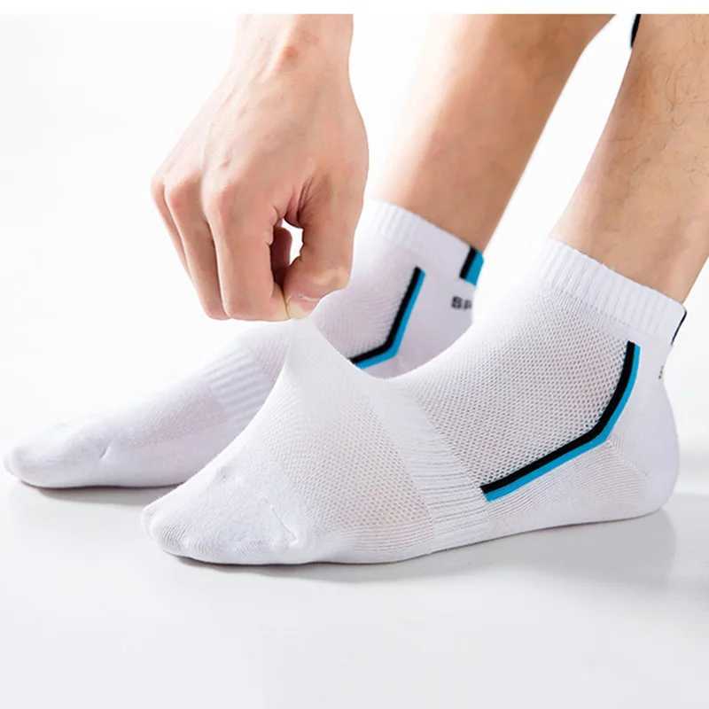 10 pieces=5 pairs/batch Summer cotton mens short socks Fashion breathable boat socks Comfortable casual mens white socks Hot selling W240905