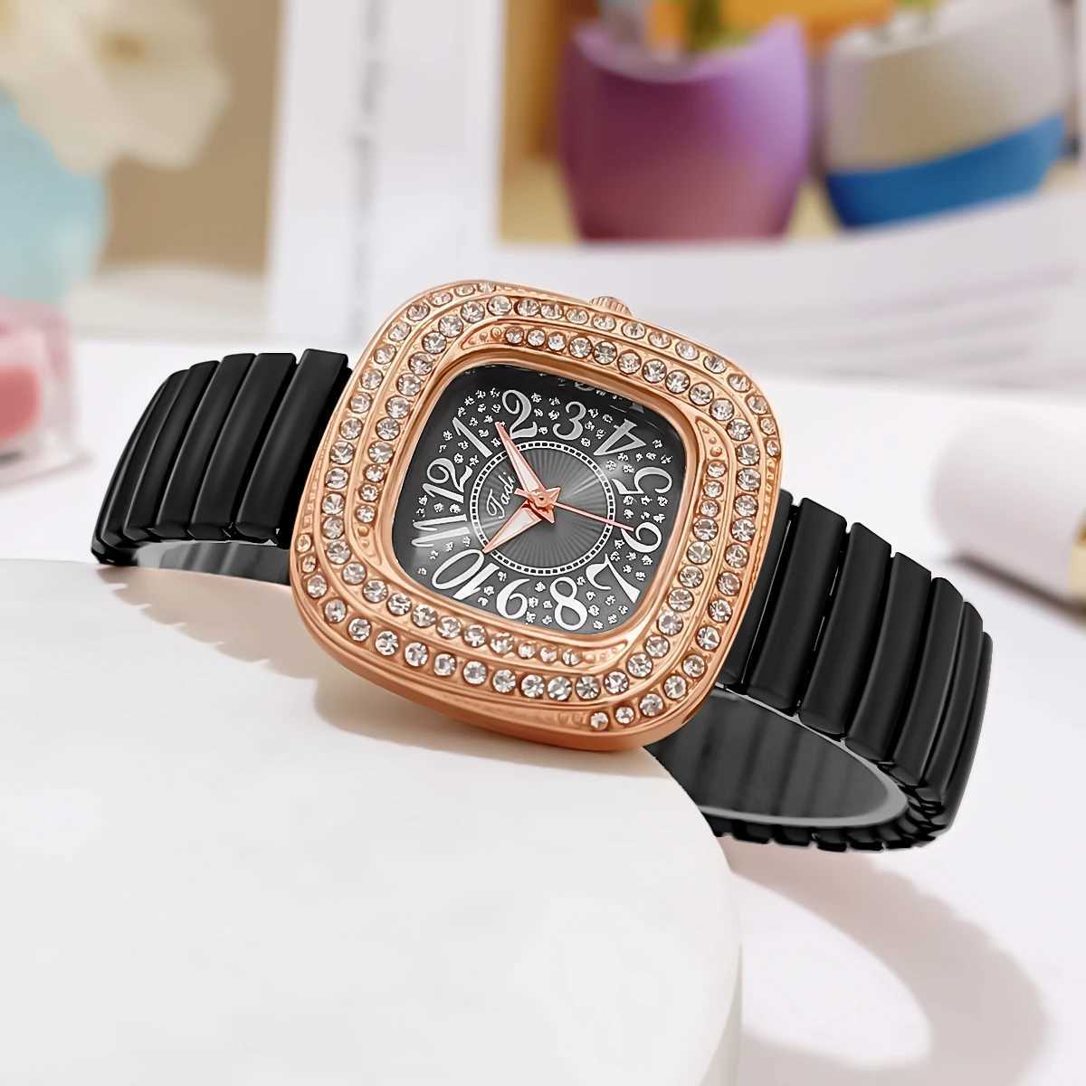 Womens Fashion Business Diamond Elastic Strap Quartz Watch W240902