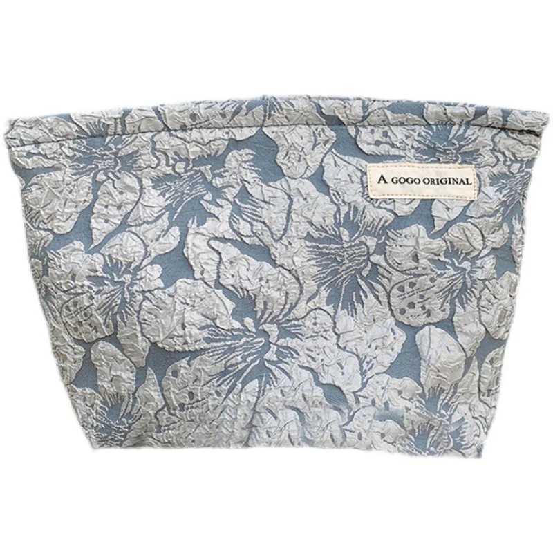 Makeup Bag Womens Flower Makeup Box Organizer Korean Embroidery Makeup Bag Travel Makeup Bag Corduroy Canvas Beauty Box W240905