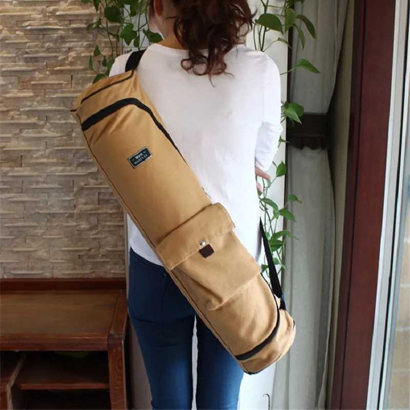 Canvas fitness bag yoga backpack portable yoga mat bag long yoga bag Pilates mat box exercise carrier W240906