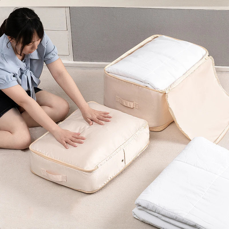 Compression Duvet Storage Bag Large Capacity Closet Cabinet Organizer Foldable Quilt Pillow Blanket Compressed Pouch 240906
