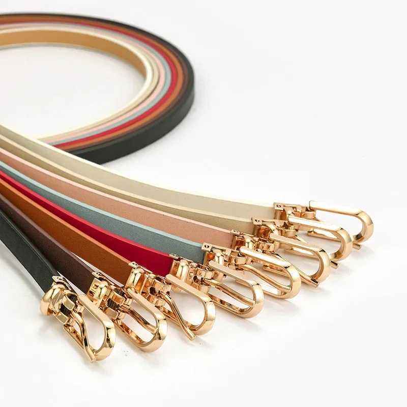 Fashion PU leather womens thin strip monochrome solid color Versatile pin buckle thin strip dress decoration womens design strap W240905