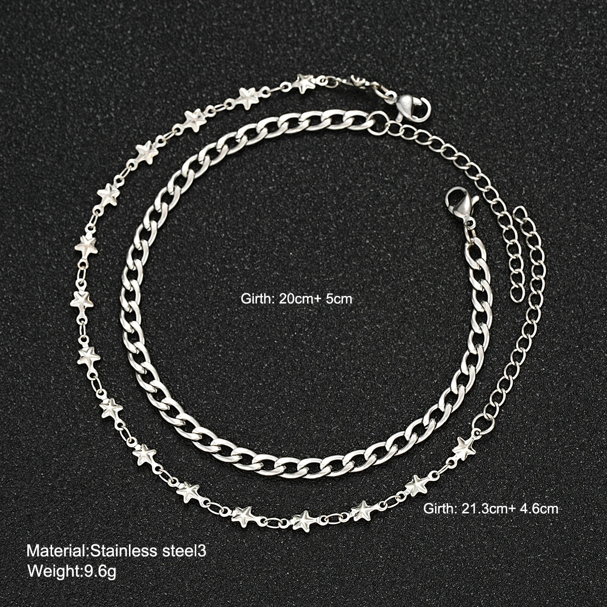 Mens Fashion Stainless Steel Double Chain Star Bracelet Minimalist Silver Hip Hop Bracelet Punk Jewelry Gift 2024 Edition 240905